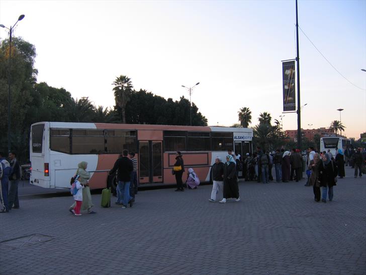 Local bus stop in front of Marrakech bus station Marrakech bus station - local bus stop