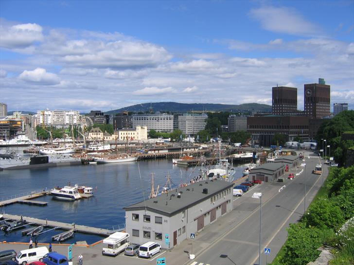 Oslo City Hall as seen from Akershus fortress Oslo City Hall from Akershus